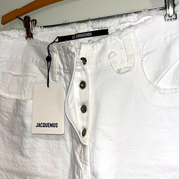 NWT JACQUEMUS LE CHOUCHOU Le de Nîmes Linon High Rise Straight Jeans White Denim - Picture 7 of 13